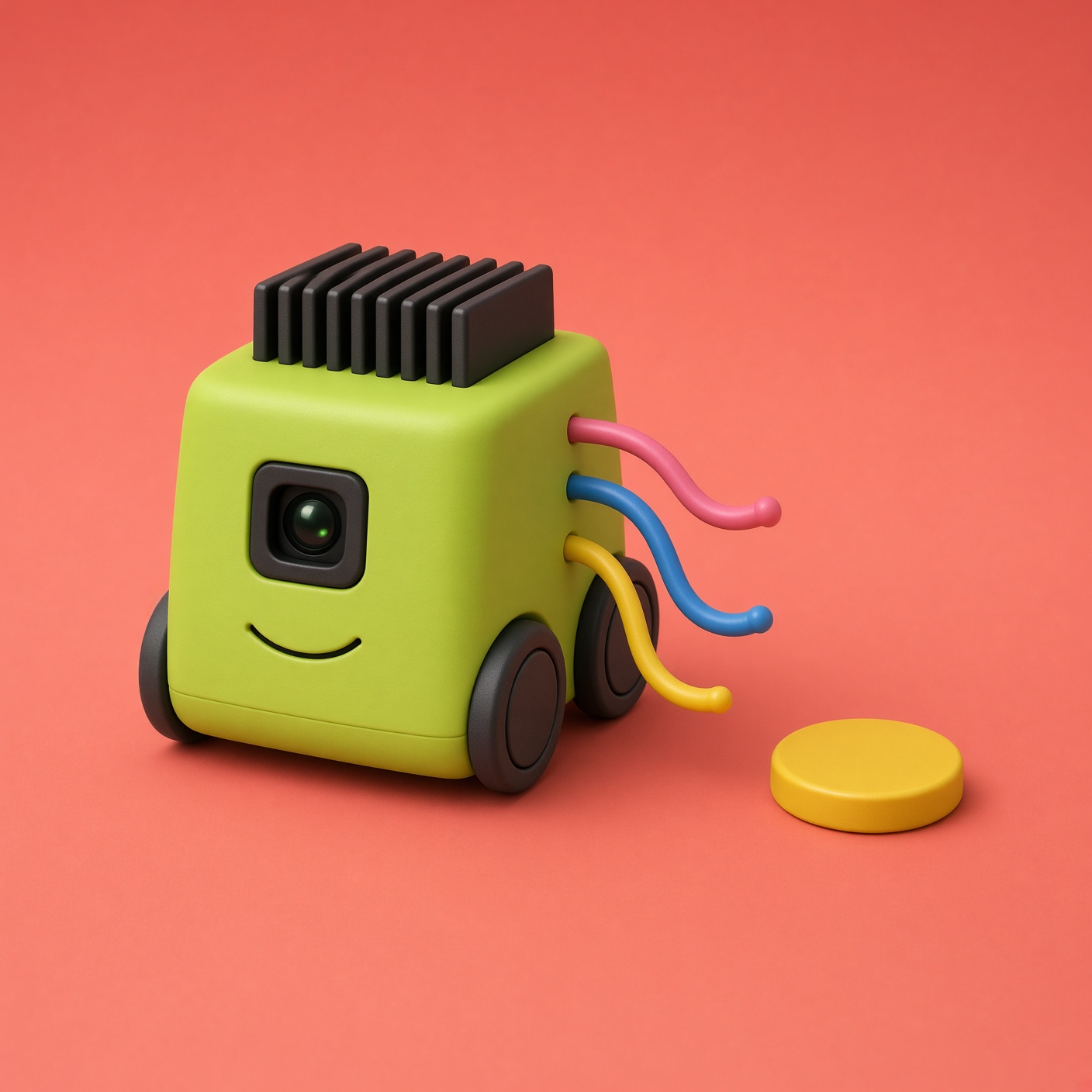 The little computer beside a blank coin